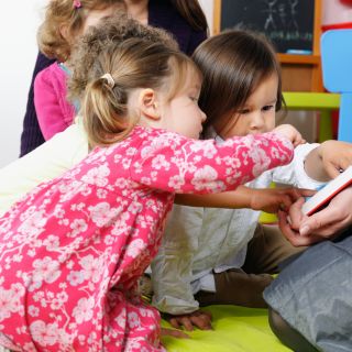 Children gathered for story time at the library