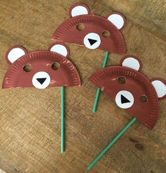 Paper plate bear masks craft